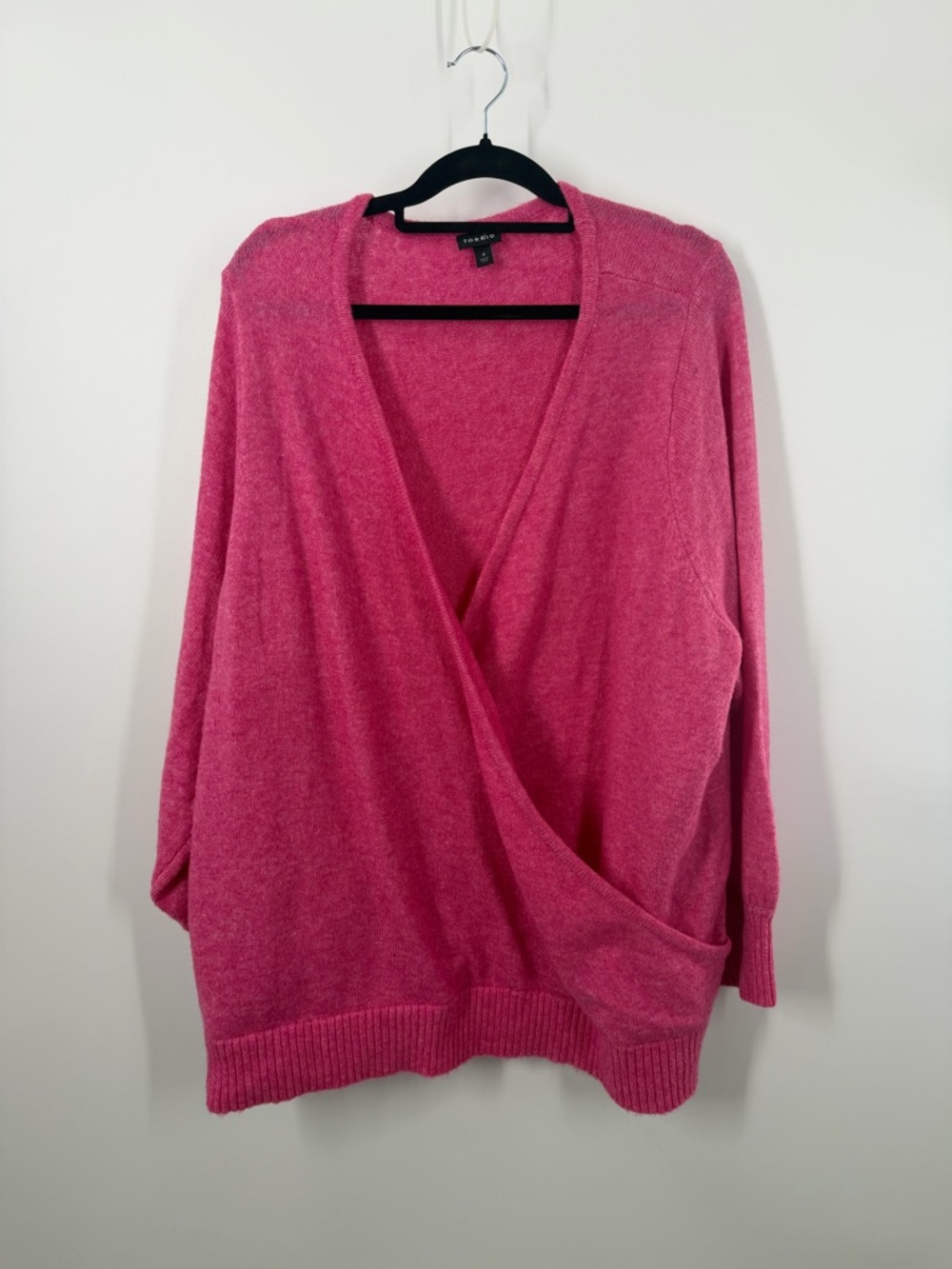 Torrid Vegan Cashmere Pullover Surplice Sweater Pink - Picture 2 of 8